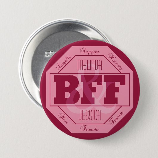 BESTE FREUNDIN Freundschaft - individuelle Namen - Button (Vorne & Hinten)