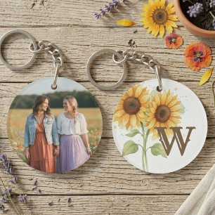 Beste Freundin Geburtstag Sonnenblume Monogramm Fo Schlüsselanhänger