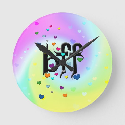 beste Freundin ~ Herz Runde Wanduhr (Vorderseite)