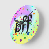 beste Freundin ~ Herz Runde Wanduhr (Winkel)