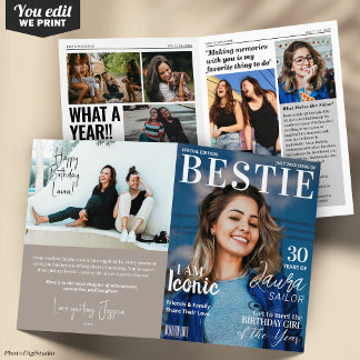 Beste Freundin Individuelle Geburtstags-Magazin-Gr Karte