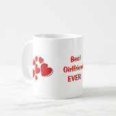 Beste Freundin je! Red Sketchy Hearts Tasse (Vorderseite Links)