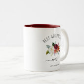Beste Freundin je | Trendy Burgundy Boho Floral Zweifarbige Tasse (VorderseiteRechts)