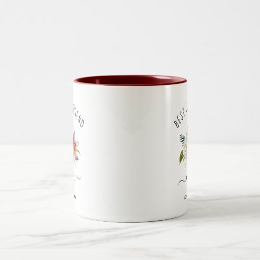Beste Freundin je | Trendy Burgundy Boho Floral Zweifarbige Tasse (Mittel)