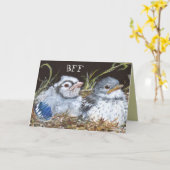 BESTE FREUNDIN mit Baby-Bluejay und Babymockingvog Karte (Gelbe Blume)