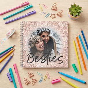 Beste Freundin Pink Glitter Bestie Foto Erinnerung Notizblock