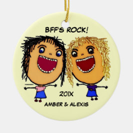 Beste Freundin Rock Cartoon Keramikornament