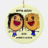 Beste Freundin Rock Cartoon Keramikornament (Hinten)