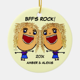 Beste Freundin Rock Cartoon Keramikornament