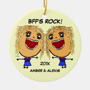 Beste Freundin Rock Cartoon Keramikornament