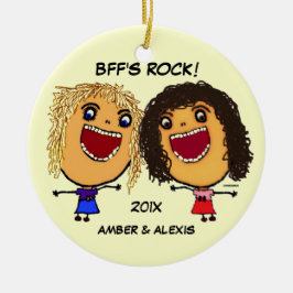 Beste Freundin Rock Cartoon Keramikornament