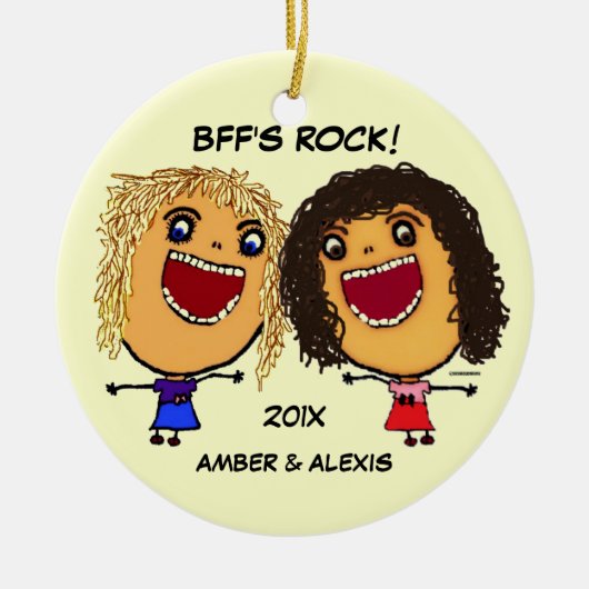 Beste Freundin Rock Cartoon Keramikornament (Vorne)