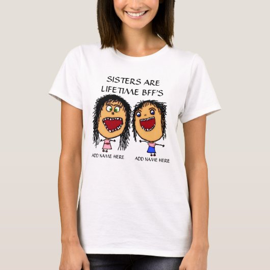 BESTE FREUNDIN Sisters Cartoon T-Shirt (Vorderseite)