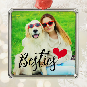 Beste Freundin Süße Hundemama Rotes Herz Foto Ornament Aus Metall