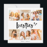 Beste-Freundinnen-Foto-Collage Karte<br><div class="desc">Schätze deine unvergesslichen Freundschaftsmomente mit unserem Poster "Best Friends Photo Collage". Dieser moderne und stilvolle Rahmen zeigt das Wort "Besties" in fetter Typografie und enthält eine anpassbare Collage, in der du deine Lieblingsfotos mit deiner besten Freundin zeigen kannst. Es dient als einfühlsames, personalisiertes Geschenk oder ein geschätztes Erinnerungsstück für dich...</div>