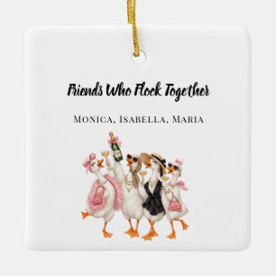 Beste Freundinnen Gänsemädchen scharen sich um Spa Keramikornament