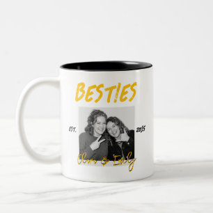 Beste Freundinnen seit individuellem Foto Zweifarbige Tasse