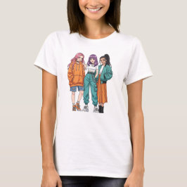 Beste-Freundinnen-Squad Mädchen-Gang Anime-Stil Da T-Shirt