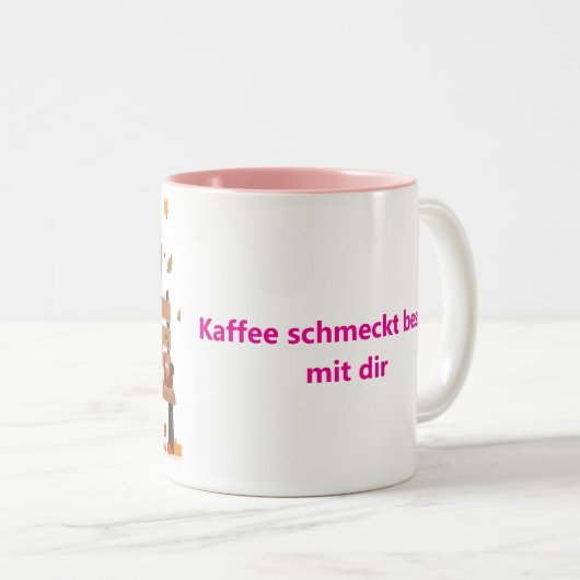 Beste Freundinnen-Tasse - Gemeinsam Lachen & Kaffe Zweifarbige Tasse (VorderseiteRechts)