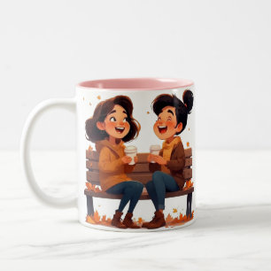 Beste Freundinnen-Tasse - Gemeinsam Lachen & Kaffe Zweifarbige Tasse