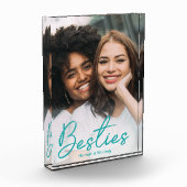 Beste Freundinnen Teal Script Benutzerdefiniert Fotoblock (Links)