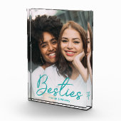 Beste Freundinnen Teal Script Benutzerdefiniert Fotoblock (Rechts)