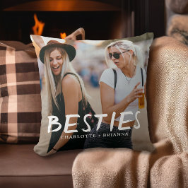 Beste Freundinnen Typography Foto Kissen