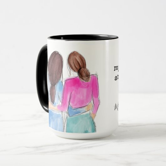 Beste Freundschaft Geschenk Zwei brünette Girls Aq Tasse (Vorderseite Links)