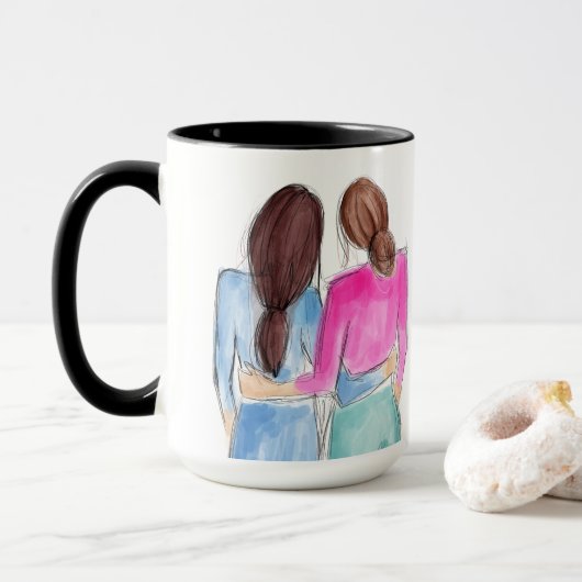 Beste Freundschaft Geschenk Zwei brünette Girls Aq Tasse (Mit Donut)