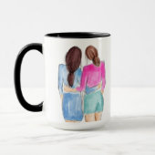 Beste Freundschaft Geschenk Zwei brünette Girls Aq Tasse (Links)