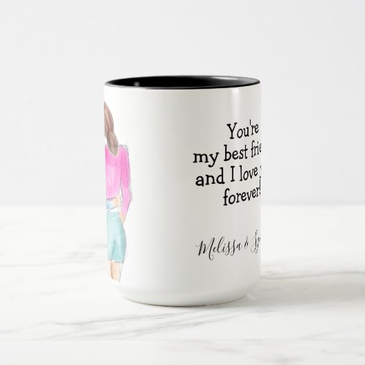 Beste Freundschaft Geschenk Zwei brünette Girls Aq Tasse (Zentrum)