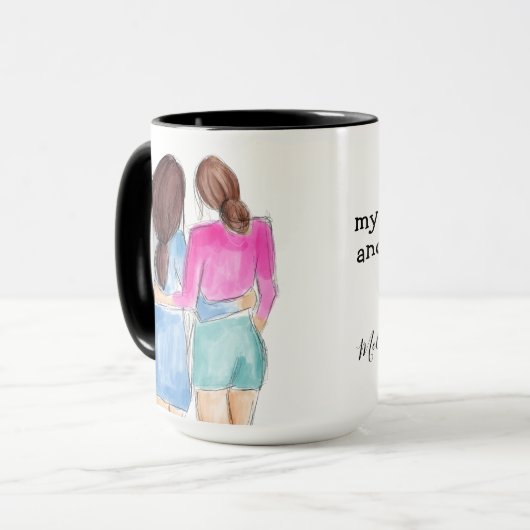 Beste Freundschaft Geschenk Zwei brünette Girls Aq Tasse (Vorderseite Links)