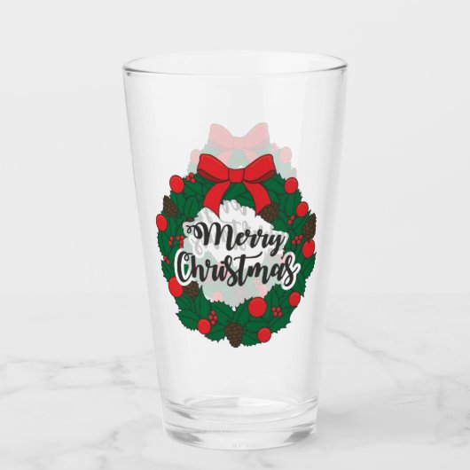 Beste Frohe Weihnachtsaufkleber Glass Cup Glas (Vorderseite)