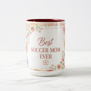 Beste Fußballmutter Aller Zeiten Wasserfarben-Blum Zweifarbige Tasse