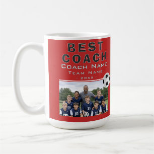 Beste Fußballtrainer-Fußballmannschaft Foto Kaffeetasse