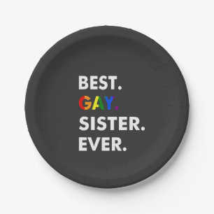 Beste Gay Sister je Funny LGBT Rainbow Pride Gesch Pappteller