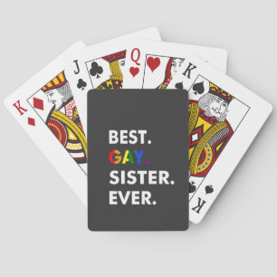 Beste Gay Sister je Funny LGBT Rainbow Pride Gesch Spielkarten