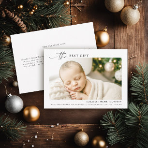 Beste Geschenk-Minimalist-Weihnachten-Baby-Foto-Fa Feiertagskarte