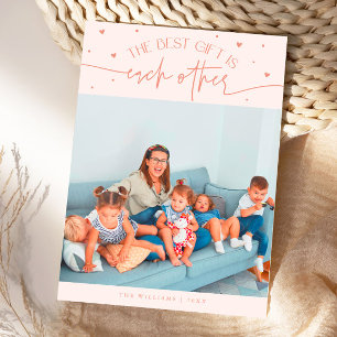 Beste Geschenk-Pfirsich-Valentinstag-Foto Feiertagskarte