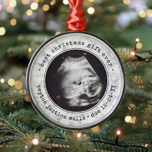 Beste Geschenk-Ultraschall-Babysfoto Faux-Marmor Ornament Aus Metall