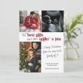Beste Geschenkfamilie 3 Foto Weihnachtsschwangersc Feiertagskarte (Stehend Vorderseite)