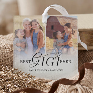 Beste Gigi Aller Zeiten Personalisiertes 2-Foto-Co Ornament Aus Glas