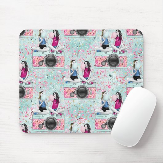 Beste Girlfriends und rosa Kameras Mousepad (Mit Mouse)