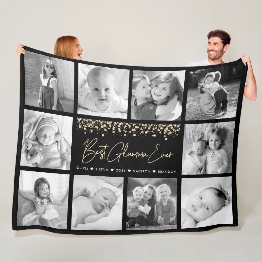 Beste Glamma je Gold Glitzer 10 FotoCollage Fleecedecke (Beispiel)