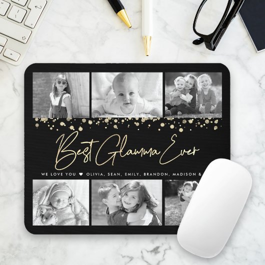 Beste Glamma je Gold Glitzer 6 Collage Chic Mousepad