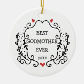 Beste Godmutter Ever Personalisierte Linie Kunst,  Keramik Ornament (Vorne)