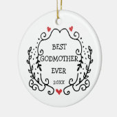 Beste Godmutter Ever Personalisierte Linie Kunst,  Keramik Ornament (Links)