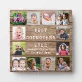 Beste Godmutter je 12 Foto Collage Rustikales Holz Fotoplatte (Vorderseite)