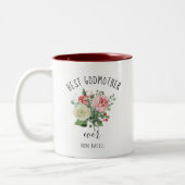 Beste Godmutter je Wasserfarben Floral Custom Zweifarbige Tasse (Links)