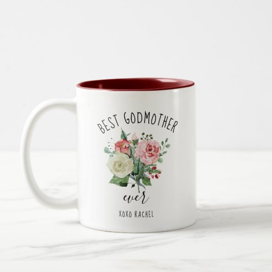 Beste Godmutter je Wasserfarben Floral Custom Zweifarbige Tasse (Links)